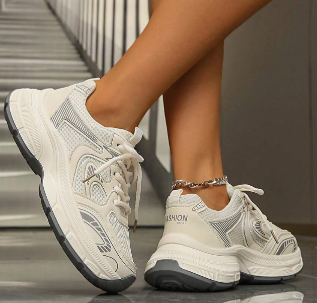 ZKBBO Women's Breathable Mesh Thick-Sole Chunky Sneakers